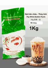 Trân châu TRẮNG THỦY TINH Đặc Biệt Long Phú gói 1kg - Size Trung Truyền thống - Không có vị ngọt