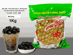Trân châu Hạt TO ĐƯỜNG ĐEN Đặc Biệt Long Phú gói 1kg - Size 14li - Không có vị ngọt