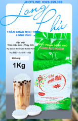 Trân châu Mini TRẮNG THỦY TINH Đặc Biệt Long Phú gói 1kg - Size mini (hạt tiêu) 1.2li - Không có vị ngọt