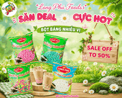 Bột Báng Trân châu Hương DÂU TÂY Đặc Biệt Long Phú gói 1kg - Size Trung - Không có vị ngọt