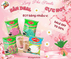 Bột Báng Trân châu Hương DÂU TÂY Đặc Biệt Long Phú gói 1kg - Size Trung - Không có vị ngọt