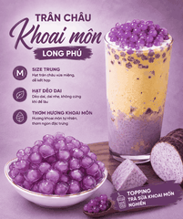 Trân châu KHOAI MÔN Đặc Biệt Long Phú gói 1kg - Size Trung Truyền thống - Không có vị ngọt