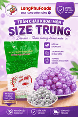 Trân châu KHOAI MÔN Đặc Biệt Long Phú gói 1kg - Size Trung Truyền thống - Không có vị ngọt