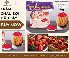 Trân châu Sợi Hương DÂU TÂY Đặc Biệt Long Phú gói 1kg - Size Sợi Trung - Không có vị ngọt