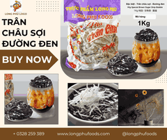 Trân châu Sợi Hương ĐƯỜNG ĐEN Đặc Biệt Long Phú gói 1kg - Size Sợi Trung - Không có vị ngọt