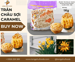 Trân châu Sợi Hương CARAMEL Đặc Biệt Long Phú gói 1kg - Size Sợi Trung - Không có vị ngọt