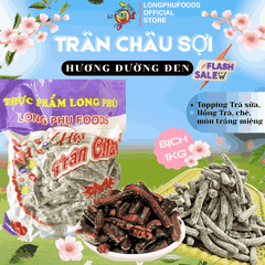Trân châu Sợi Hương ĐƯỜNG ĐEN Đặc Biệt Long Phú gói 1kg - Size Sợi Trung - Không có vị ngọt