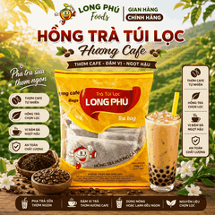 Hồng Trà CAFE Đặc Biệt Túi lọc Long Phú gói 350gr (10gói*35gr) - Thơm hương Cà Phê, đậm vị trà thiên nhiên