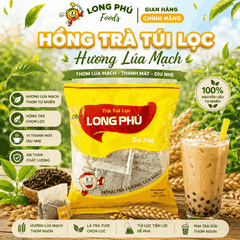 Hồng Trà LÚA MẠCH Đặc Biệt Túi lọc Long Phú gói 350gr (10gói*35gr) - Thơm hương Lúa Mạch, đậm vị trà thiên nhiên