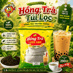 Hồng Trà TRUYỀN THỐNG Túi lọc Long Phú gói 200gr (10gói*20gr) - Thơm ngon, đậm vị trà thiên nhiên