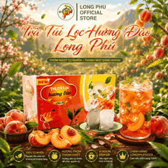 [Trà Đào Hộp] Trà ĐÀO Túi lọc Long Phú Hộp 50gr (25 gói*2gr) - Thơm Hương Đào mọng thiên nhiên