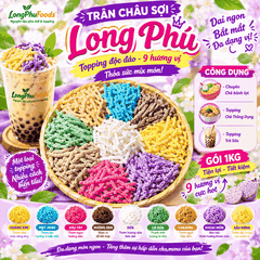 Trân châu Sợi Đặc Biệt Long Phú gói 1kg - Size Sợi Trung - Không có vị ngọt