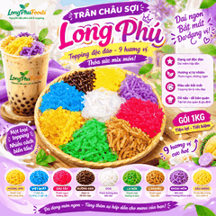 Trân châu Sợi Đặc Biệt Long Phú gói 1kg - Size Sợi Trung - Không có vị ngọt