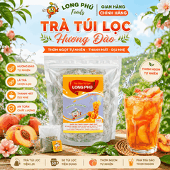 Trà ĐÀO Túi lọc mini (túi bạc) Long Phú gói 100gr (50gói*2gr) - Thơm hương Đào, đậm vị trà thiên nhiên