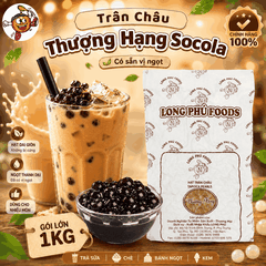 Trân châu Socola XO Thượng Hạng Long Phú gói 1kg - Size Trung Truyền thống - Có vị ngọt