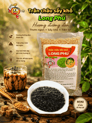 Trân châu SẤY KHÔ Hương ĐƯỜNG ĐEN Long Phú gói 300gr - Size mini (hạt tiêu) 1.2li - Không có vị ngọt