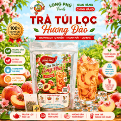Trà ĐÀO Túi Lọc MINI 2gr Long Phú – Gói 60gr (30 gói × 2gr, Thơm Hương Đào, Đậm Vị Trà)