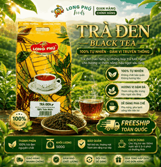 Trà ĐEN (Trà Xá) Long Phú gói 500gr - Black Tea - Ngát hương trà thơm ngon, đậm vị trà thiên nhiên
