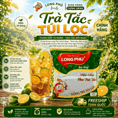 Hồng Trà TẮC ĐẶC BIỆT Túi lọc Long Phú gói 200gr (10gói*20gr) - Thơm hương Tắc, đậm vị trà thiên nhiên