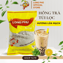 Hồng Trà LÚA MẠCH Đặc Biệt Túi lọc Long Phú gói 350gr (10gói*35gr) - Thơm hương Lúa Mạch, đậm vị trà thiên nhiên