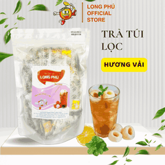 Trà VẢI Túi lọc mini (túi bạc) Long Phú gói 100gr (50gói*2gr) - Thơm hương Vải, đậm vị trà thiên nhiên