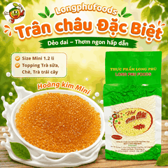 Trân châu Mini HOÀNG KIM Đặc Biệt Long Phú gói 1kg - Size mini (hạt tiêu) 1.2li - Không có vị ngọt