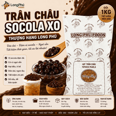 Trân châu Socola XO Thượng Hạng Long Phú gói 1kg - Size Trung Truyền thống - Có vị ngọt