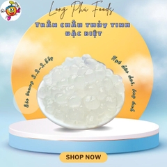 Trân châu TRẮNG THỦY TINH Đặc Biệt Long Phú gói 1kg - Size Trung Truyền thống - Không có vị ngọt