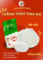 Trân châu TRẮNG THỦY TINH Đặc Biệt Long Phú gói 1kg - Size Trung Truyền thống - Không có vị ngọt