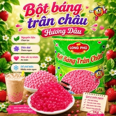 Bột Báng Trân châu Hương DÂU TÂY Đặc Biệt Long Phú gói 1kg - Size Trung - Không có vị ngọt
