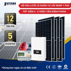 Hệ Điện Mặt Trời Hoà Lưới 8kWp 1 Pha Tự Lắp (Dùng Ban Ngày, Có Điện Lưới) - Hoá Đơn 4 - 6 Triệu