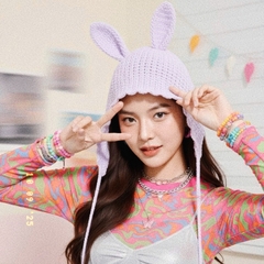 Mũ Len Móc Thủ Công Màu Beige Phong Cách Y2K