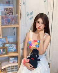Áo hoa len handmade móc thủ công hoa len ghép nhiều màu freesize