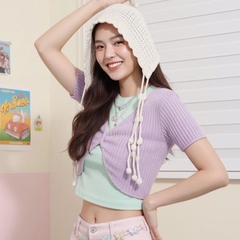 Mũ Len Móc Thủ Công Màu Beige Phong Cách Y2K