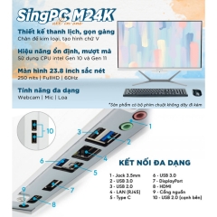 Máy Tính All In One SingPC M24K672-W Pentium Gold G6400 Processor