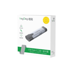 ĐẦU ĐỌC THẺ NHỚ USB/TypeC 2 Trong 1  SD+TF Veggieg V-C305