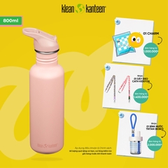 Bình Nước Inox Klean Kanteen Classic 27oz 800ml Nắp Thể Thao Flip Seal Sport Cap, Inox 18/8 Chính Hãng