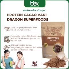 Bột protein lắc vị cacao vani hữu cơ Dragon Superfoods 500g
