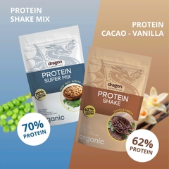 Bột protein lắc vị cacao vani hữu cơ Dragon Superfoods 500g