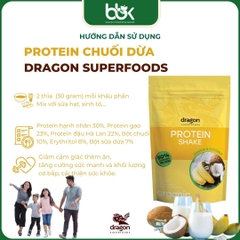 Bột protein thực vật lắc chuối sữa dừa hữu cơ Dragon Superfoods 450g