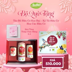 HỘP QUÀ TÁO ĐỎ, KỶ TỬ, HOA CÚC HỮU CƠ ANBIO