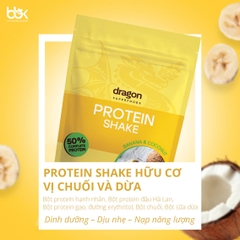 Bột protein thực vật lắc chuối sữa dừa hữu cơ Dragon Superfoods 450g