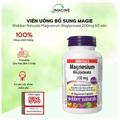 Magnesium Bisglycinate L/60v WEBBER NATURALS bổ sung magiê, cải thiện xương và răng