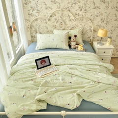 ĐŨI SỢI TRE- Bộ vỏ chăn ga gối đũi sợi tre mix ren