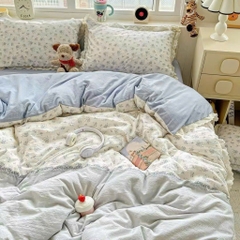 ĐŨI SỢI TRE- Set vỏ chăn ga gối Mix viền Ren mã 82 (GQ) 92 (HM)