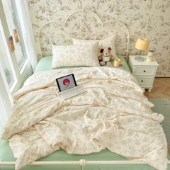 ĐŨI SỢI TRE- Bộ vỏ chăn ga gối đũi sợi tre mix ren