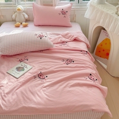 SET CHĂN CHẦN- Set chăn chần cotton đũi thêu