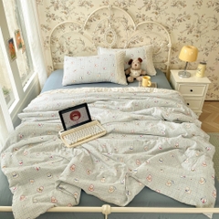 ĐŨI SỢI TRE- Bộ vỏ chăn ga gối đũi sợi tre mix ren