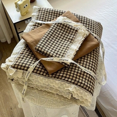 SET CHĂN CHẦN- Set Cotton đũi chăn chần ga gối Mix Ren mã 53