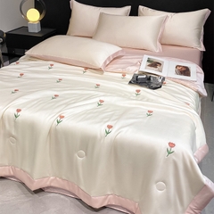 PHI LỤA- Set phi lụa chăn chần tulip/nơ